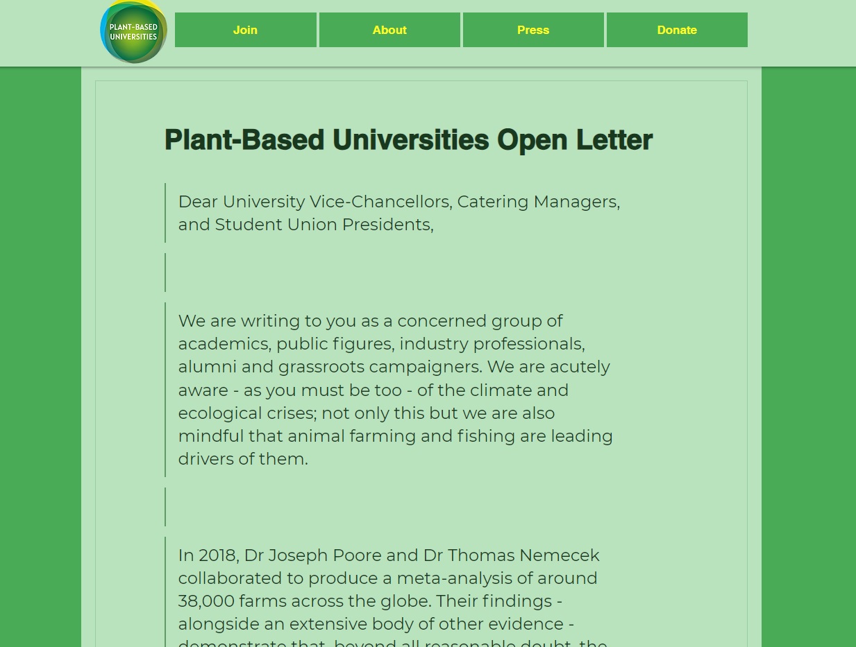 Plant Based University website screen grab