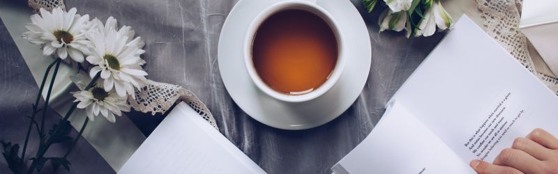 Table, tea and a book