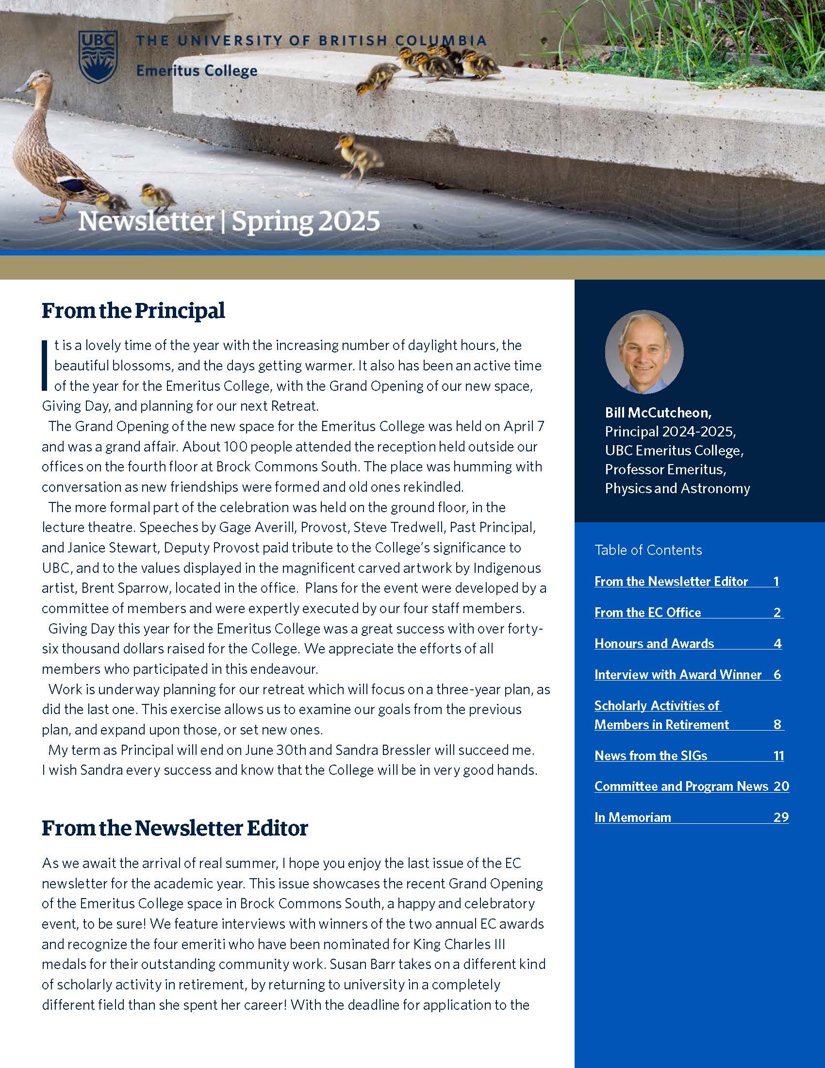 Spring Newsletter Page