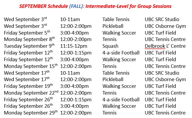Fall Schedule